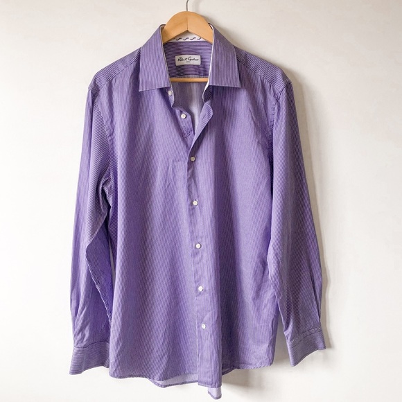 Robert Graham Purple White Striped Dress Shirt 43 / 17 - Picture 1 of 10